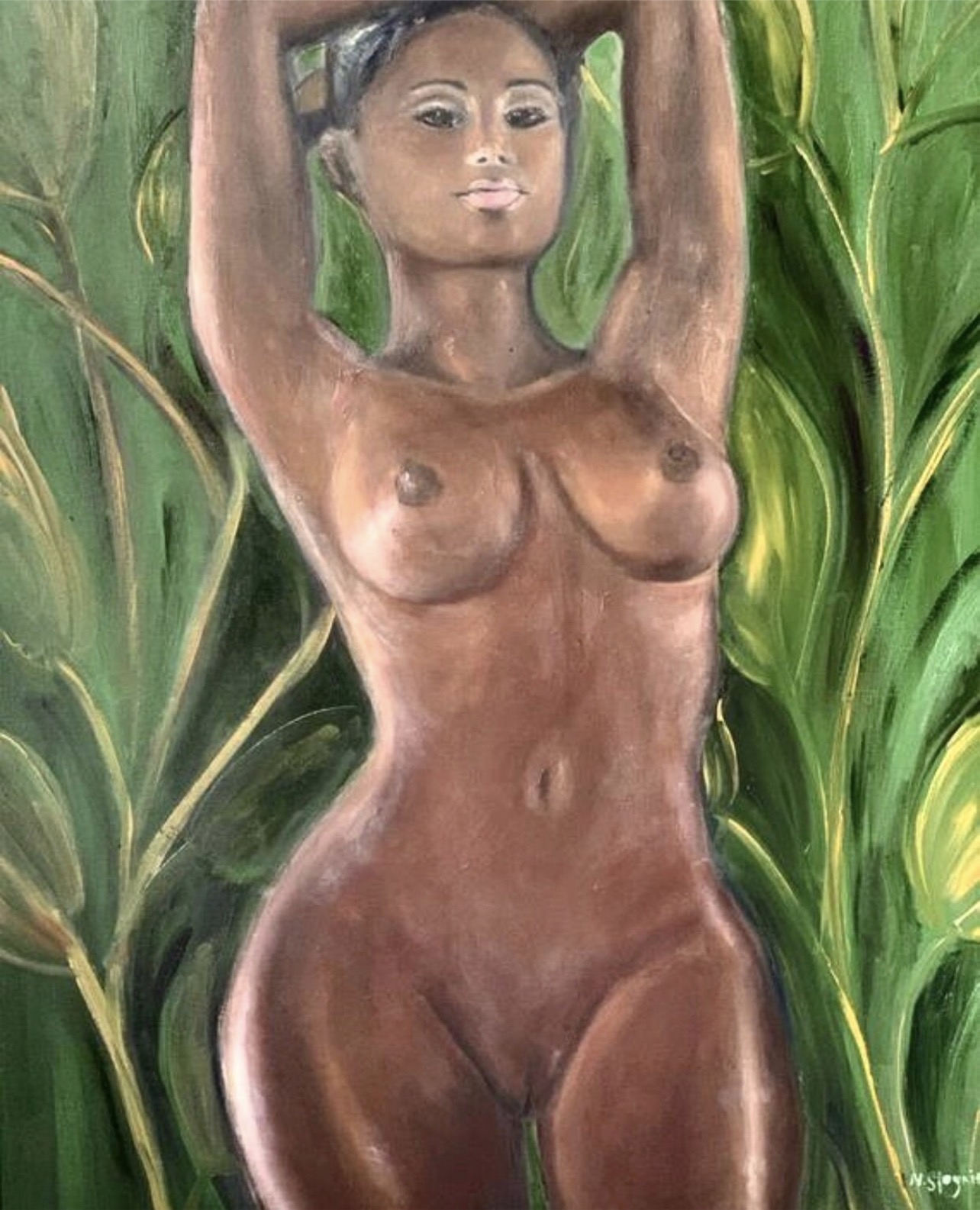 African Woman. Beauty of Nature - Original Oil Painting by Marina Stognieva